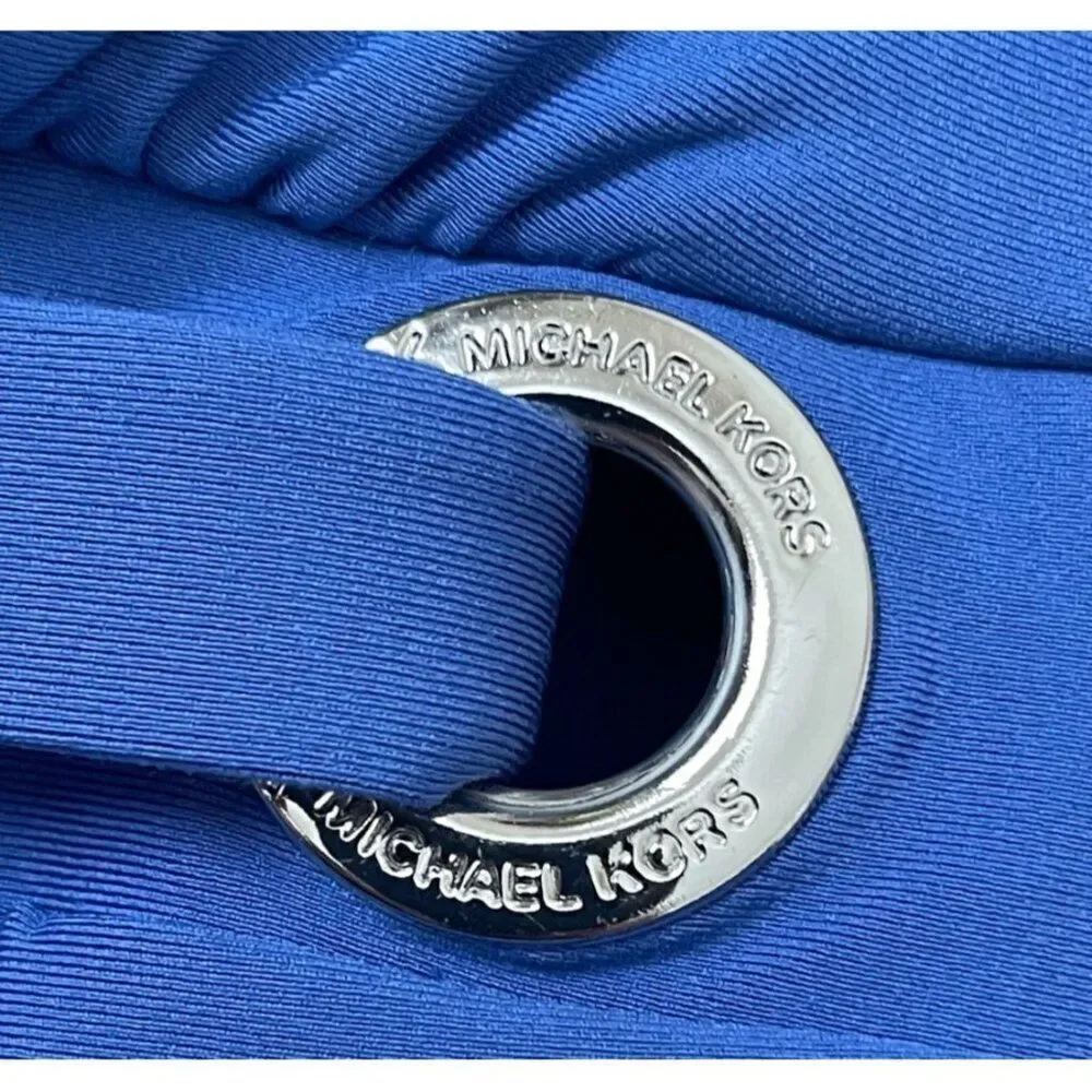 Michael Kors Women Blue Bandeau One Piece With Buckle Detail Swimwear Size 4